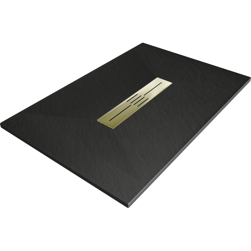 Mexen Toro brodzik prostokątny SMC 100 x 70 cm, czarny, maskownica złota - 43707010-G
