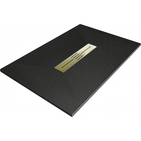Mexen Toro brodzik prostokątny SMC 100 x 70 cm, czarny, maskownica złota - 43707010-G