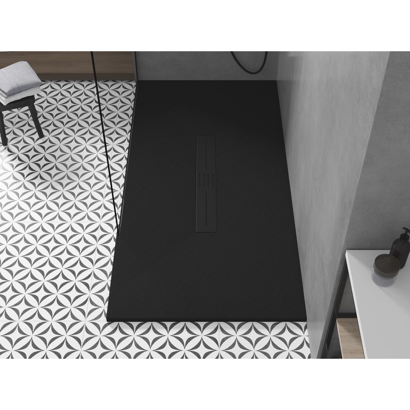 Mexen Toro brodzik prostokątny SMC 150 x 70 cm, czarny, maskownica czarna - 43707015-B
