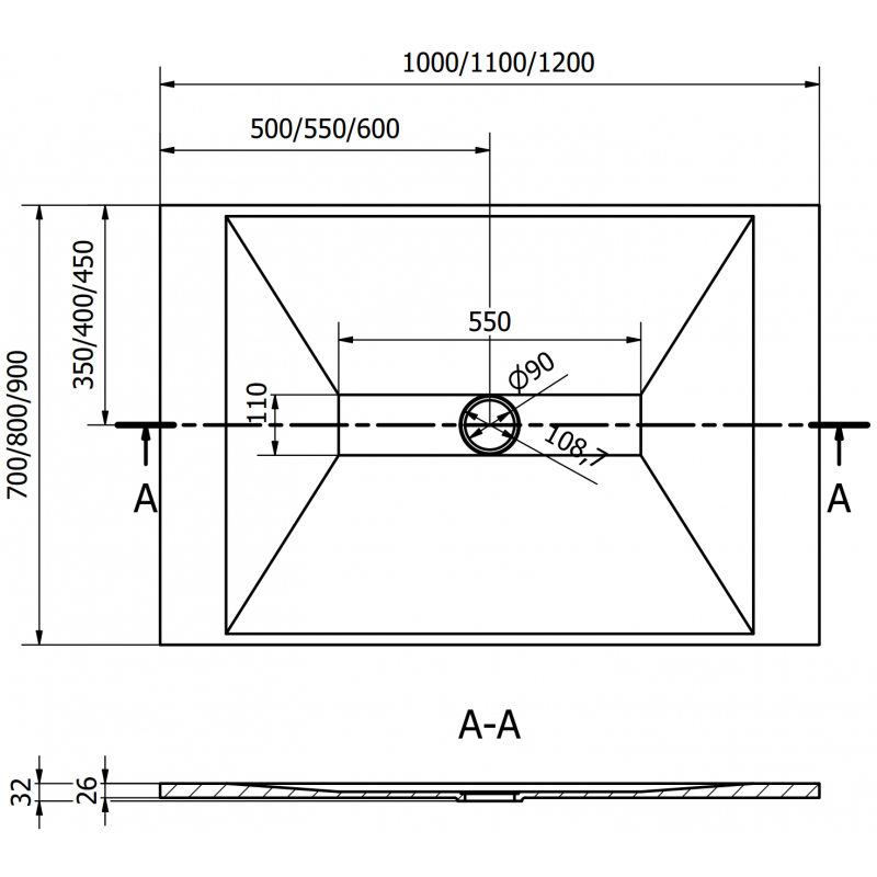 Mexen Toro brodzik prostokątny SMC 120 x 70 cm, czarny, maskownica złota - 43707012-G