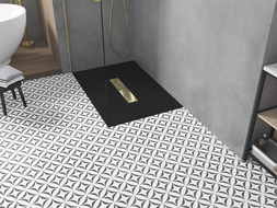 Mexen Toro brodzik prostokątny SMC 120 x 80 cm, czarny, maskownica złota - 43708012-G