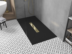 Mexen Toro brodzik prostokątny SMC 170 x 90 cm, czarny, maskownica złota - 43709017-G