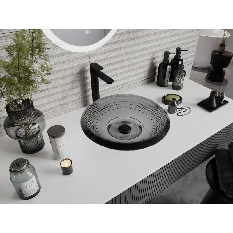 Mexen Heba szklana umywalka nablatowa 45 x 45 cm, czarna  - 24064570