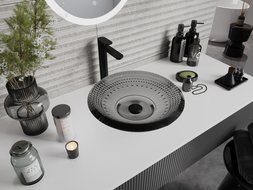 Mexen Heba szklana umywalka nablatowa 45 x 45 cm, czarna  - 24064570