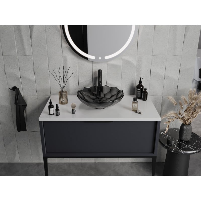 Mexen Inga szklana umywalka nablatowa 44 x 44 cm, czarna - 24074470