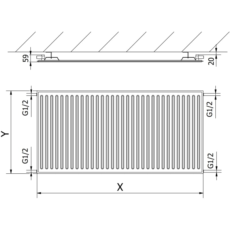 Mexen CH10 Hygiene grzejnik płytowy 400 x 400 mm, podłączenie boczne, 173 W, biały - W410H-040-040-00