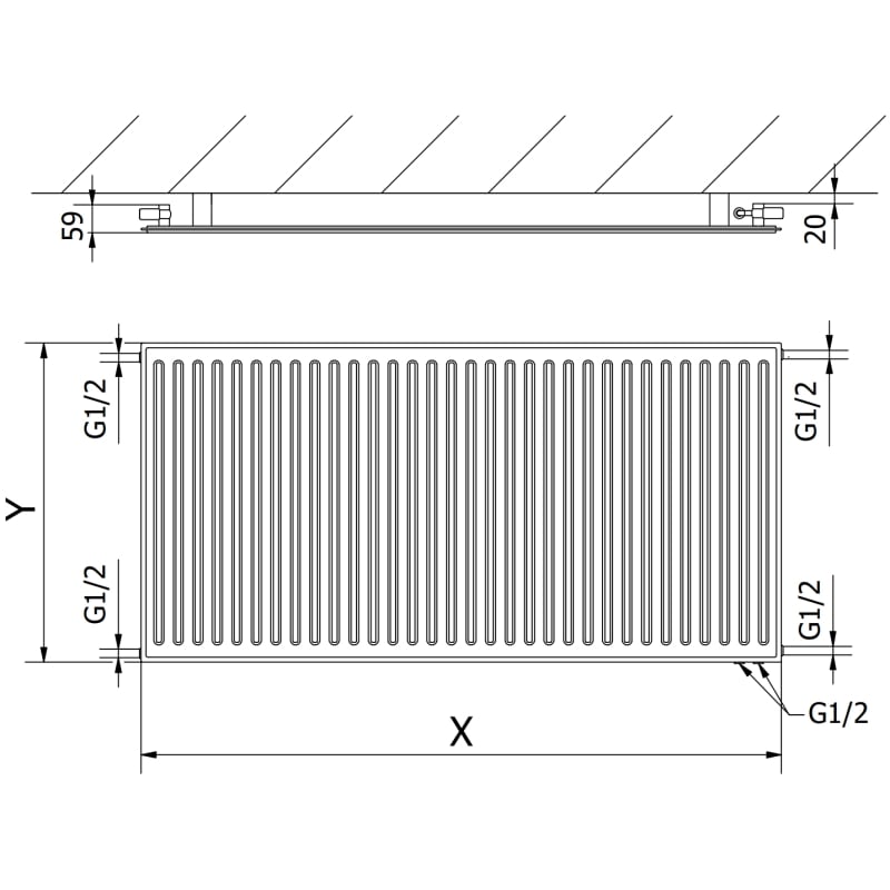 Mexen CVH10 Hygiene grzejnik płytowy 500 x 900 mm, podłączenie dolne, 477 W, biały - W610H-050-090-00