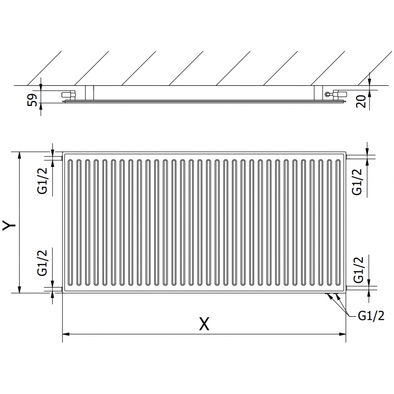 Mexen CVH10 Hygiene grzejnik płytowy 500 x 1500 mm, podłączenie dolne, 795 W, biały - W610H-050-150-00