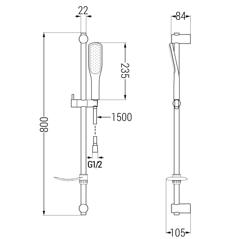 Mexen Alfa DF49 zestaw prysznicowy, biały/złoty - 745704DF49-25
