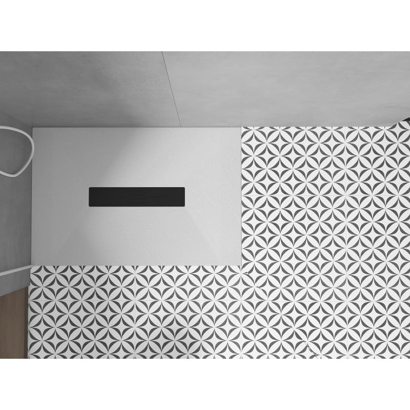 Mexen Toro brodzik prostokątny SMC 130 x 80 cm, biały, maskownica czarna - 43108013-B