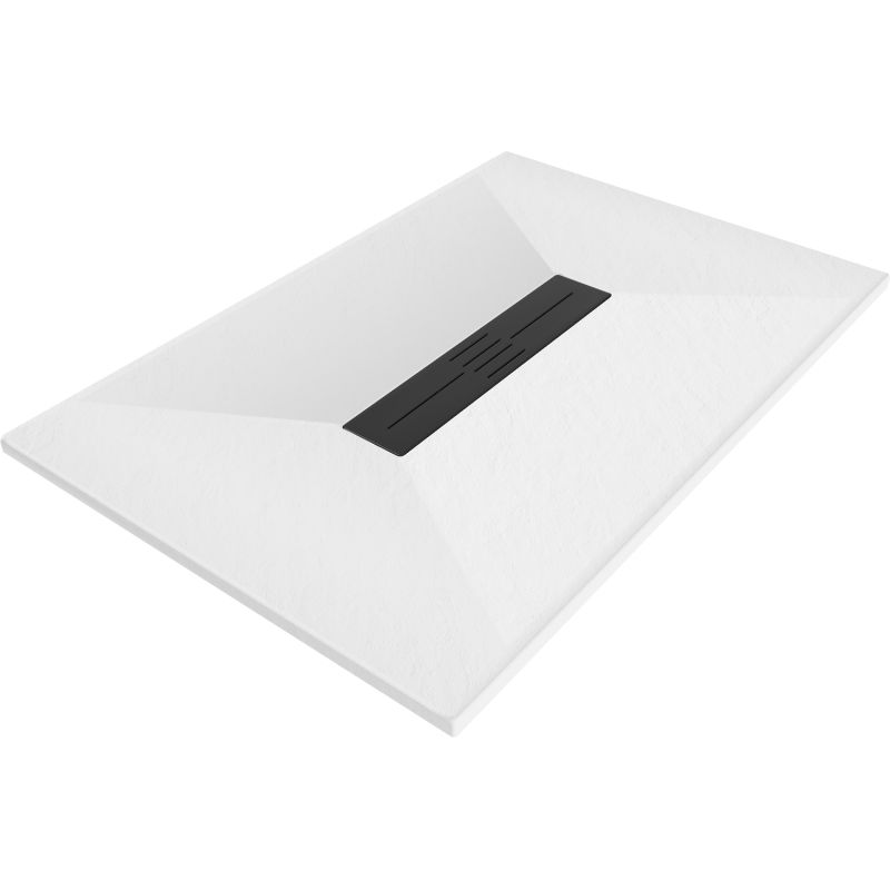Mexen Toro brodzik prostokątny SMC 140 x 80 cm, biały, maskownica czarna - 43108014-B
