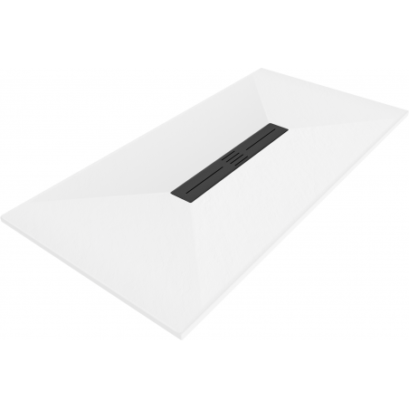Mexen Toro brodzik prostokątny SMC 150 x 80 cm, biały, maskownica czarna - 43108015-B