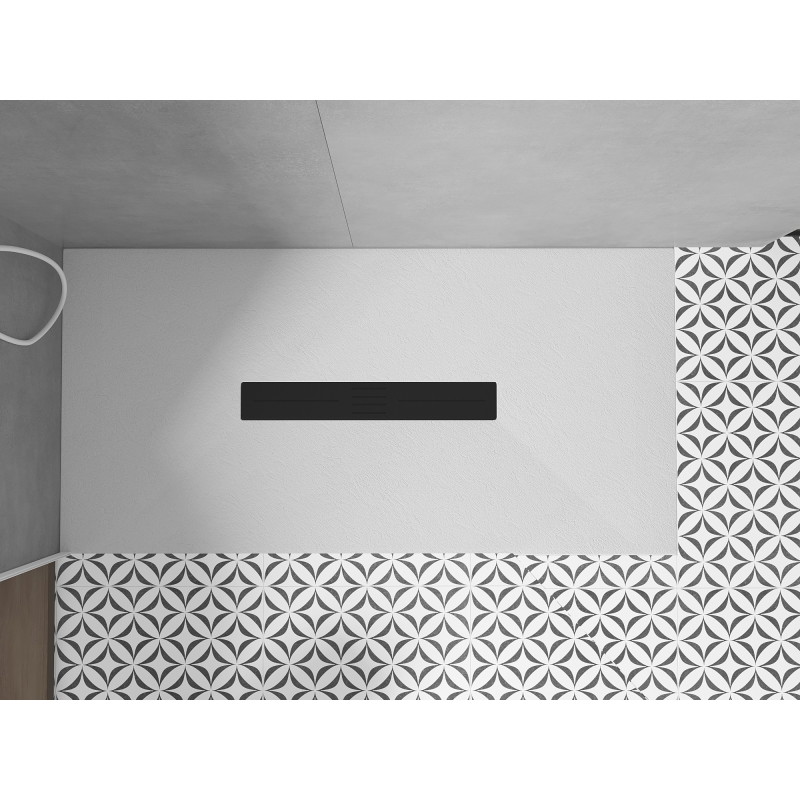 Mexen Toro brodzik prostokątny SMC 180 x 70 cm, biały, maskownica czarna - 43107018-B