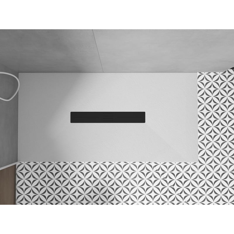 Mexen Toro brodzik prostokątny SMC 200 x 70 cm, biały, maskownica czarna - 43107020-B