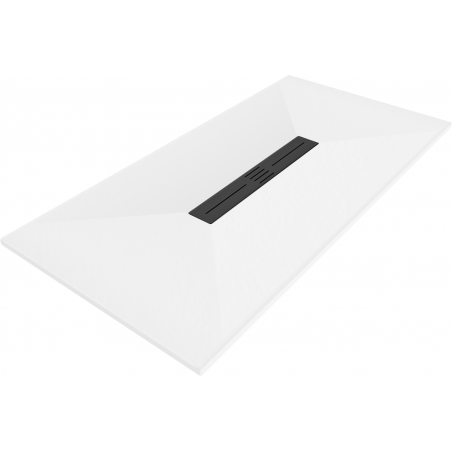 Mexen Toro brodzik prostokątny SMC 180 x 80 cm, biały, maskownica czarna - 43108018-B