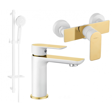 Mexen Alfa DQ40 zestaw prysznicowy, biały/złoty - 745704DQ40-25