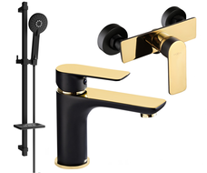 Mexen Alfa DQ40 zestaw prysznicowy, czarny/złoty - 745704DQ40-75