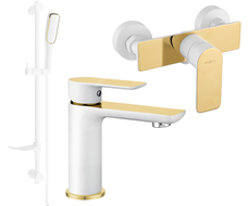 Mexen Alfa DF49 zestaw prysznicowy, biały/złoty - 745704DF49-25