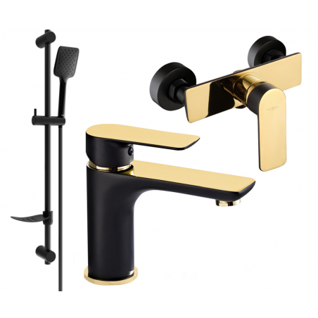 Mexen Alfa DF62 zestaw prysznicowy, czarny/złoty - 745704DF62-75