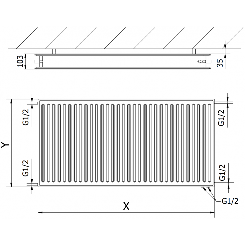 Mexen CVH20 Hygiene grzejnik płytowy 900 x 700 mm, podłączenie dolne, 1078 W, biały - W620H-090-070-00