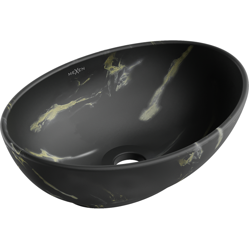Mexen Elza umywalka nablatowa 40 x 33 cm, czarna kamień - 21014084
