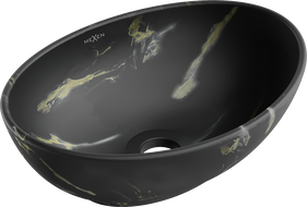 Mexen Elza umywalka nablatowa 40 x 33 cm, czarna kamień - 21014084