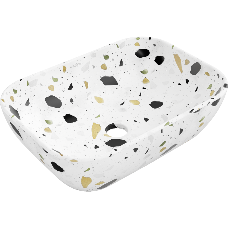 Mexen Rita umywalka nablatowa 45 x 32 cm, biała kamień terrazo - 21084587
