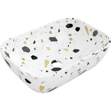 Mexen Rita umywalka nablatowa 45 x 32 cm, biała kamień terrazo - 21084587