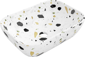 Mexen Rita umywalka nablatowa 45 x 32 cm, biała kamień terrazo - 21084587