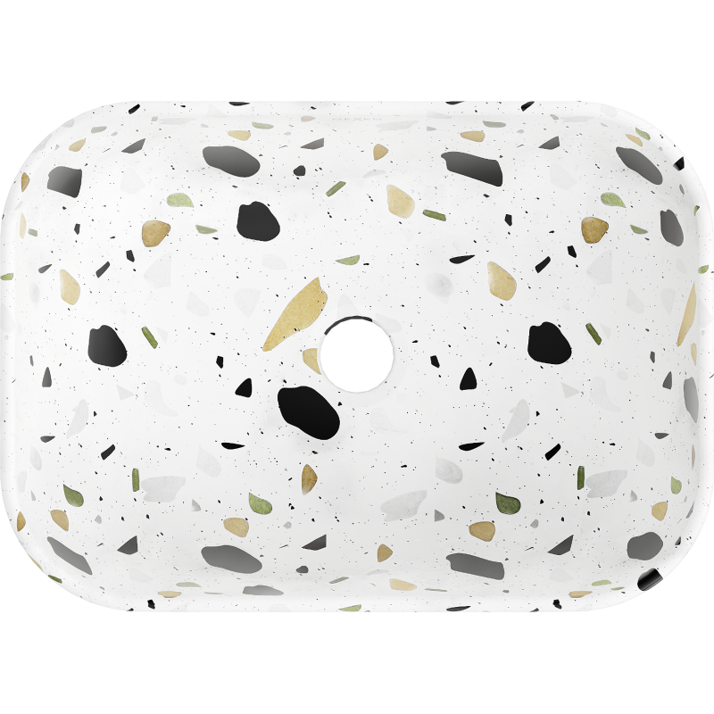 Mexen Rita umywalka nablatowa 45 x 32 cm, biała kamień terrazo - 21084587