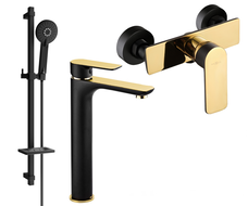 Mexen Alfa DQ40 zestaw prysznicowy, czarny/złoty - 745714DQ40-75