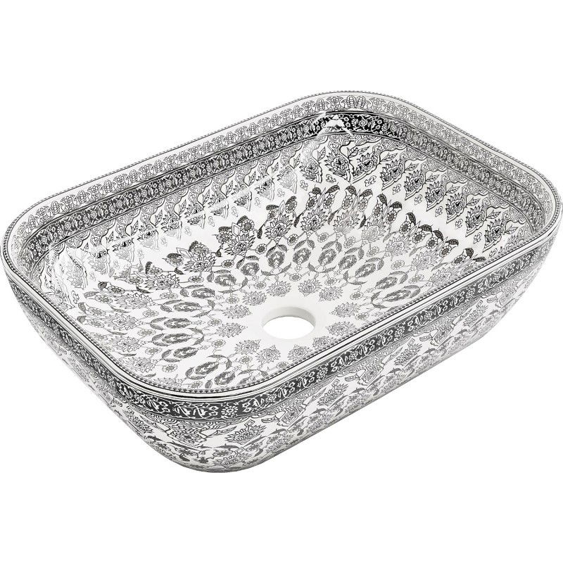 Mexen Rita umywalka nablatowa 45 x 32 cm, biała/czarny wzór - 21084586