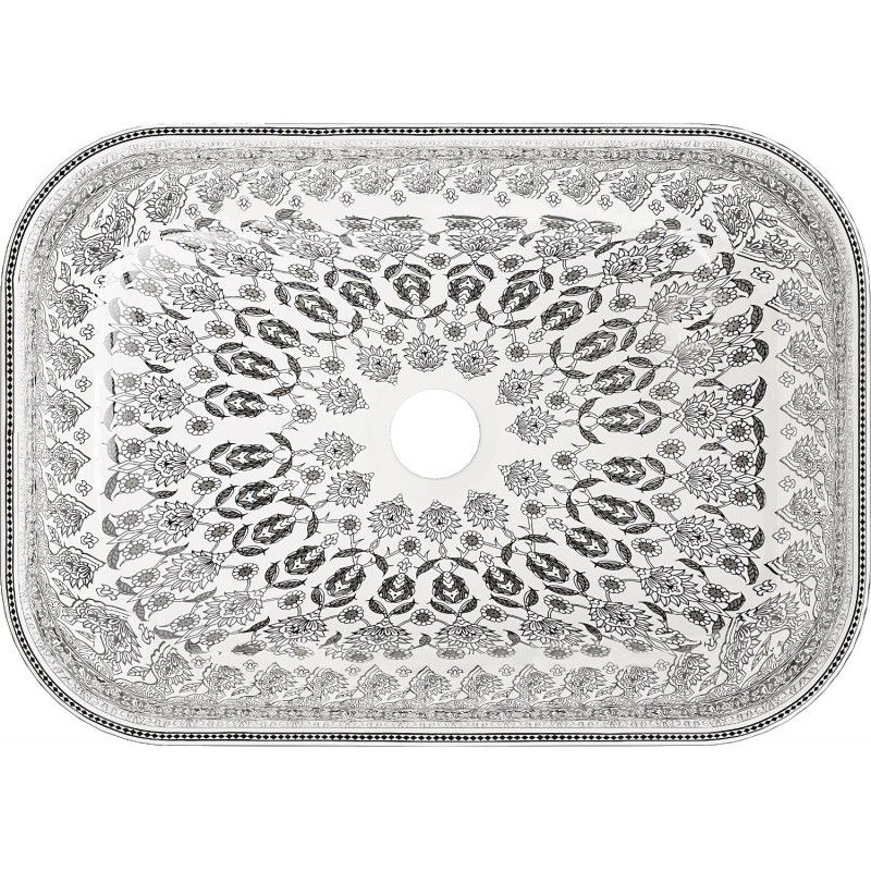 Mexen Rita umywalka nablatowa 45 x 32 cm, biała/czarny wzór - 21084586