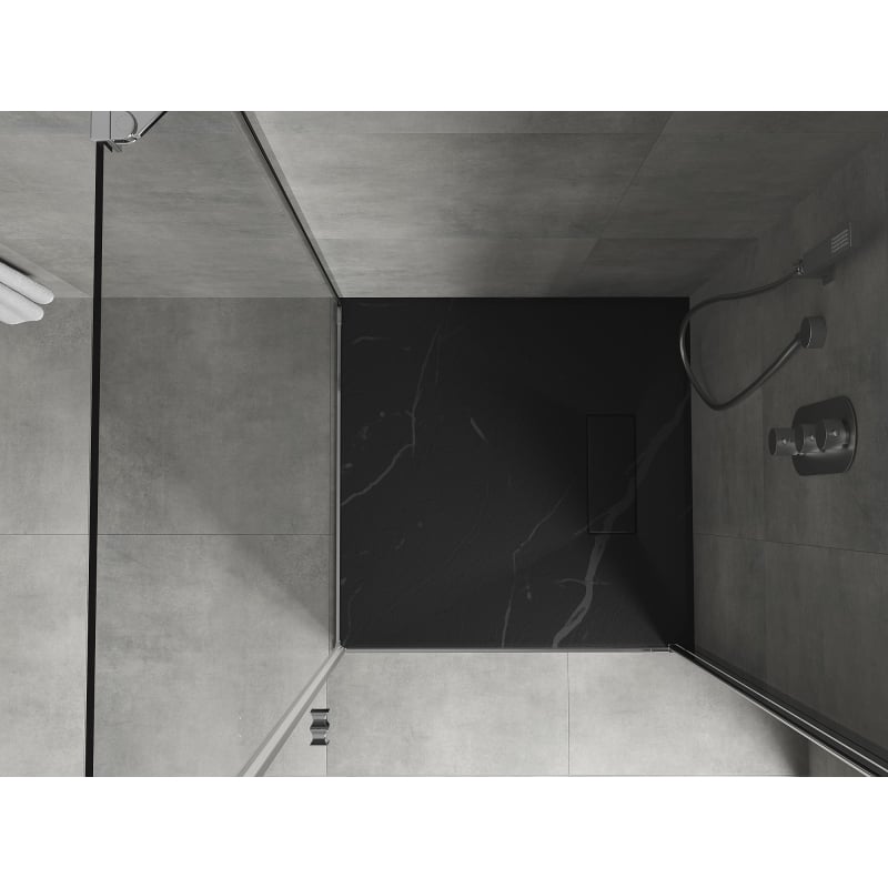 Mexen Hugo brodzik kwadratowy SMC 90 x 90 cm, czarny kamień - 42759090