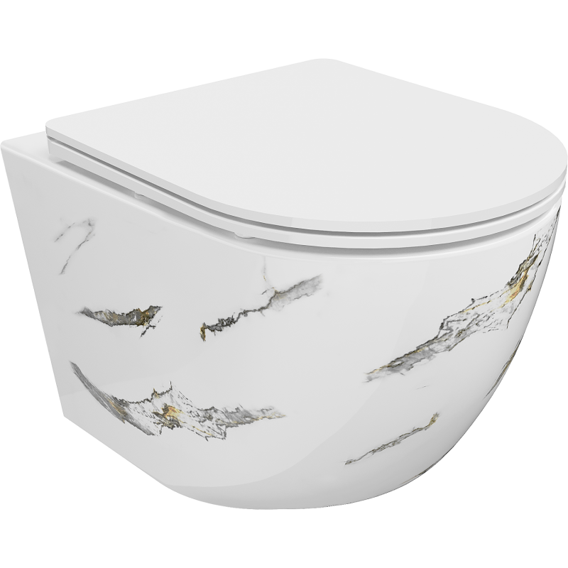 Mexen Lena miska wc Rimless z deską wolnoopadającą slim, duroplast, biała kamień - 30224091