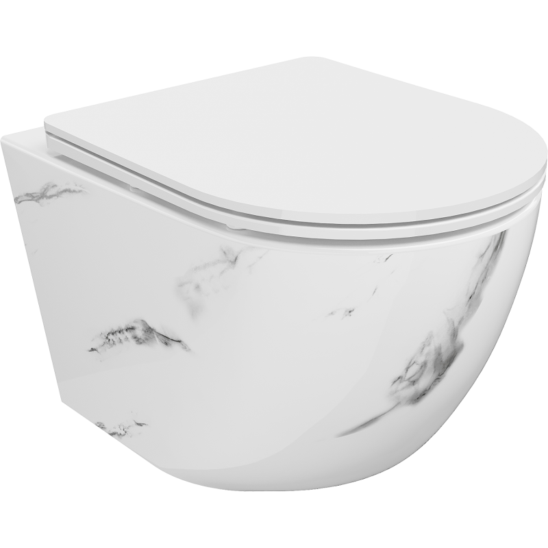 Mexen Lena miska wc Rimless z deską wolnoopadającą slim, duroplast, biała kamień - 30224092