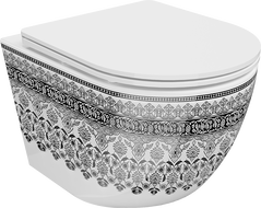 Mexen Lena miska wc Rimless z deską wolnoopadającą slim, duroplast, biała/czarna wzór - 30224095