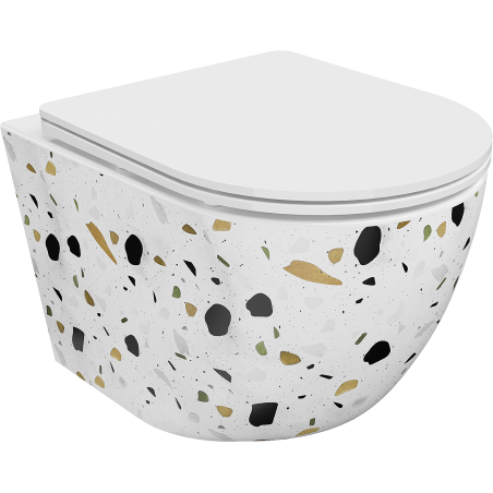 Mexen Lena miska wc Rimless z deską wolnoopadającą slim, duroplast, biała kamień terrazo - 30224096