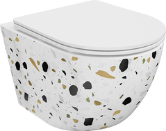 Mexen Lena miska wc Rimless z deską wolnoopadającą slim, duroplast, biała kamień terrazo - 30224096