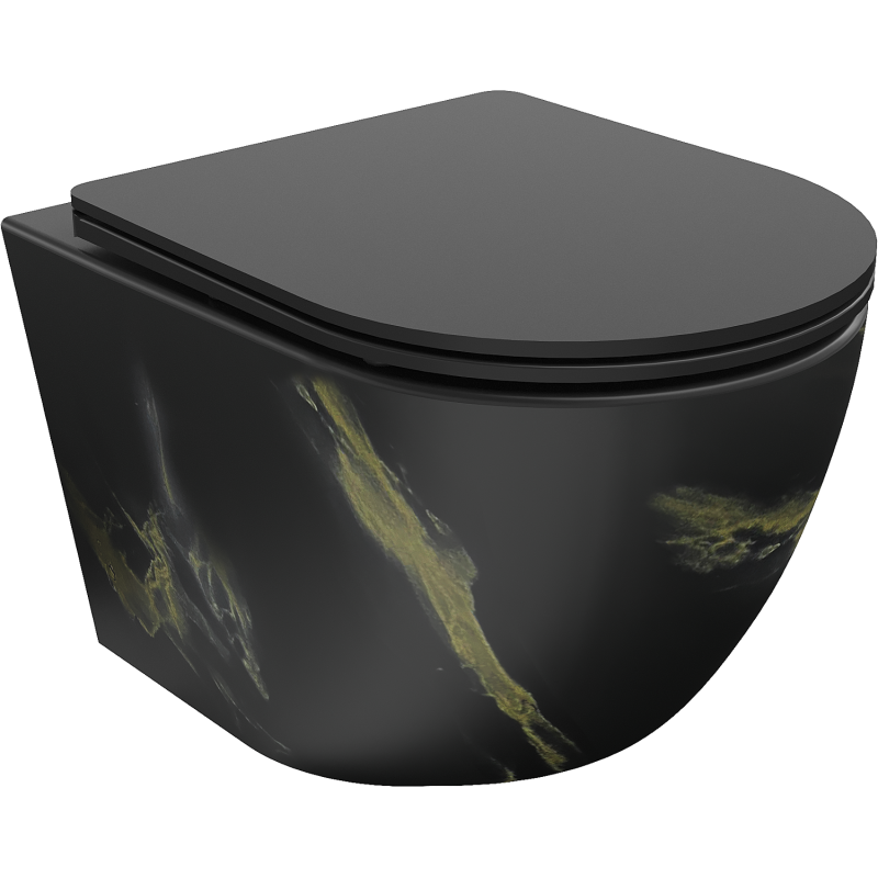 Mexen Lena miska wc Rimless z deską wolnoopadającą slim, duroplast, czarna kamień - 30224098