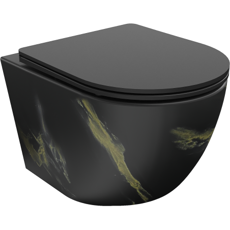Mexen Lena miska wc Rimless z deską wolnoopadającą slim, duroplast, czarna kamień - 30224098