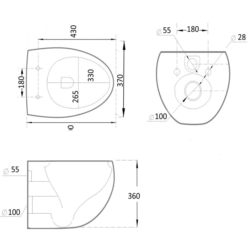 Mexen Egg miska wc Rimless z deską wolnoopadającą slim, duroplast, czarna mat - 30245070
