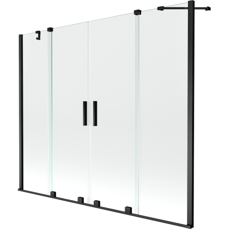 Mexen Velar Duo parawan nawannowy 2-skrzydłowy rozsuwany 190 x 150 cm, transparent, czarny - 896-190-000-02-70