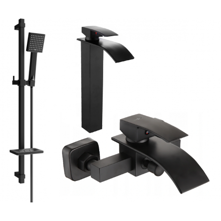 Mexen Aries DQ45 zestaw wannowy, czarny - 744813DQ45-70