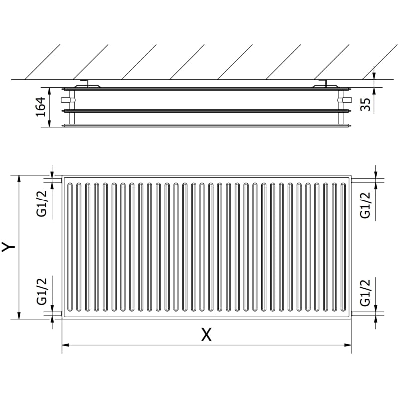 Mexen CH30 Hygiene grzejnik płytowy 900 x 1000 mm, podłączenie boczne, 2064 W, biały - W430H-090-100-00
