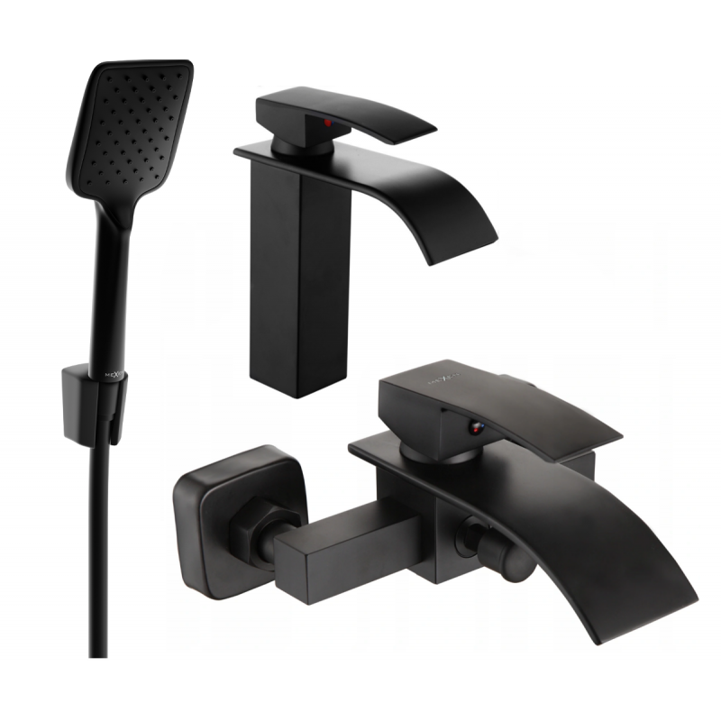 Mexen Aries R62 zestaw wannowy, czarny - 744803R62-70