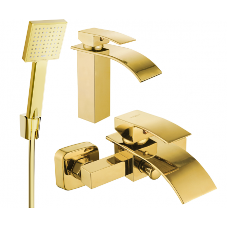 Mexen Aries R45 zestaw wannowy, złoty - 744803R45-50