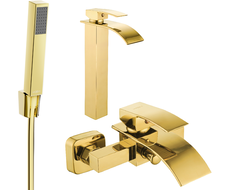 Mexen Aries R77 zestaw wannowy, złoty - 744813R77-50