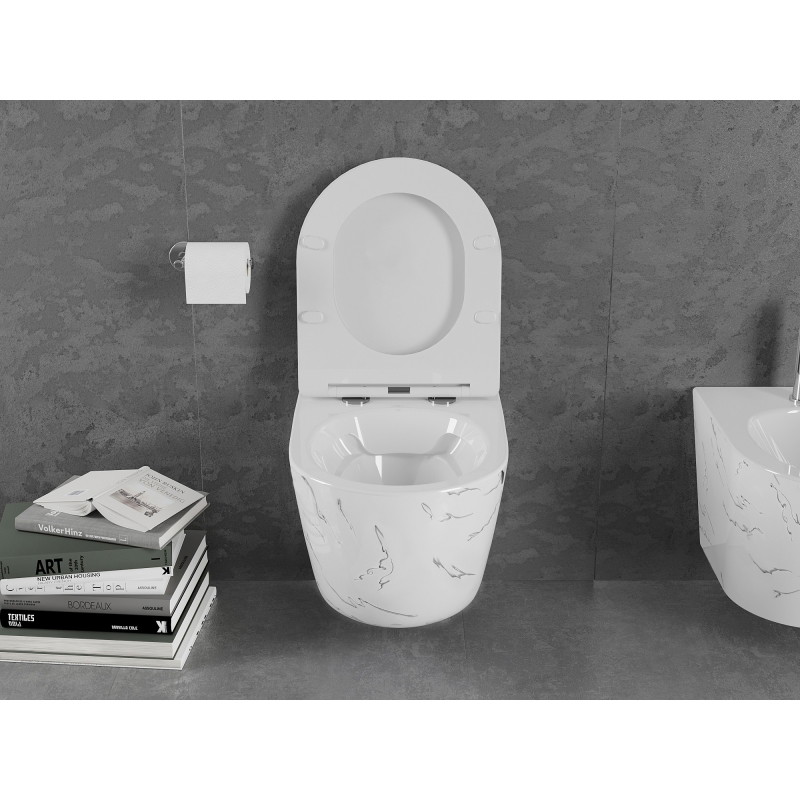 Mexen Lena miska wc Rimless z deską wolnoopadającą slim, duroplast, biała kamień - 30224093
