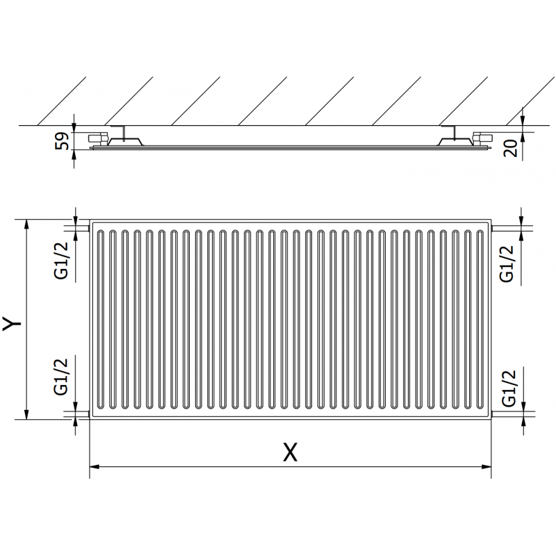 Mexen CH10 Hygiene grzejnik płytowy 900 x 2600 mm, podłączenie boczne, 2322 W, antracyt - W410H-090-260-66